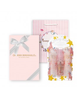 OHANA MAHAALO 奇幻夢境 涼夏禮盒(保濕霧/去角質/涼感冰沙)+粉紅禮物盒(大)+大紙袋安摩兒